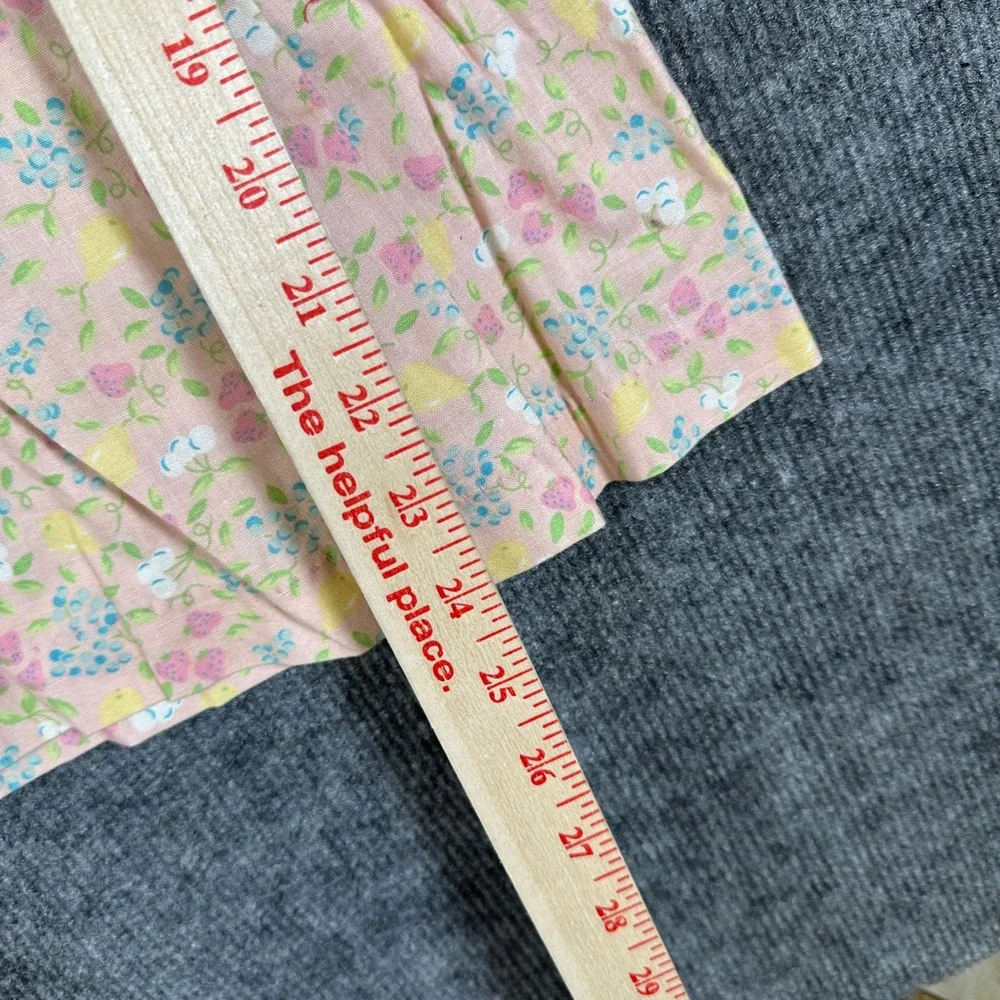 Vintage OshKosh Bgosh Girls Pink Floral Fruit Pintuck Cotton Dress Size 6X USA